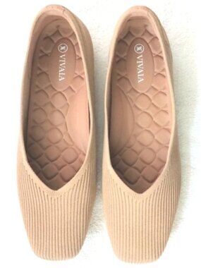Vivaia NEW Margot Walker square-toe nutmeg tan beige flats US10=EU41.5